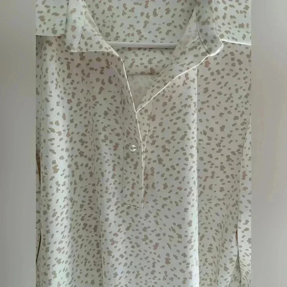 Woman’s Preston & York Brown Speckled Collard 3/4 Button Pullover Blouse Size M - Picture 4 of 9